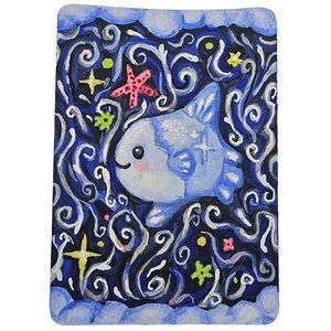 ACEO Swirls & Fish by Sarah Gonzalez, Original Art Card, Marker Ink Pencil